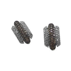 1.26 Cttw White & Brown Diamond Stud <b>Earrings</b> 925 Sterling Silver, Round Cut Natural Diamond <b>Earrings</b> for Women, Push <b>Back</b> - Product Image 1