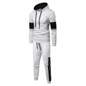 Ensemble de survêtement noir à capuche pour homme, coupe droite, poches latérales sur toute la longueur, vêtement décontracté d'automne, couleur unie, matière polyester - Product Image 4