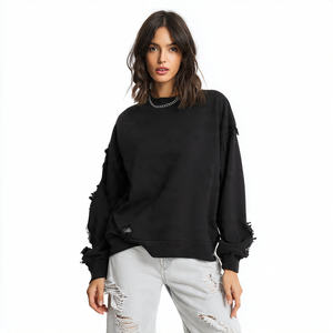 Sweat-shirt oversize pour femme en molleton épais, style streetwear, effet vieilli et ample, pour l'hiver - Product Image 4
