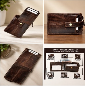 กระเป๋าสตางค์หนังผู้ชายแบบพับสองตอน ป้องกัน RFID ทนทาน หรูหรา ทำจากหนังแท้สำหรับผู้ชาย – กระเป๋าสตางค์ของขวัญระดับพรีเมียม - Product Image 1