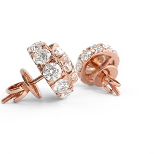 ต่างหูเพชรทรงกลม 15.80 กะรัต ทองคำโรสโกลด์ 14K ประดับเพชรแล็บโกรว์ทรงกลมแบบ Halo พร้อมเพชรเม็ดเดี่ยว 5 กะรัต รับรองโดย IGI - Product Image 4