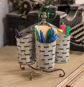 Decorative <b>Tabletop</b> Galvanized Cutlery Holder Stylish Utensil <b>Storage</b> For Dining Room Decor - Product Image 2