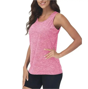 Camiseta sin Mangas de Punto Naranja, Cuello Redondo, Secado Rápido, Ropa Deportiva, 100% Poliéster, Color Sólido, para Mujer, 2026 - Product Image 3