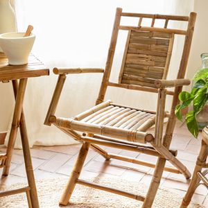Wholesale Rustic Bamboo <b>Folding</b> Chair Natural Solid Frame Durable Lightweight Seating for Indoor Outdoor Furniture OEM ODM - Product Image 1