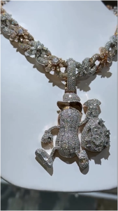 จี้เงินแท้ 925 ประดับเพชรโมอิสซาไนต์ VVS แบบ Iced Out สั่งทำพิเศษ 3 มิติ สไตล์ฮิปฮอป สำหรับผู้ชายและผู้หญิง สวมใส่ในงานปาร์ตี้ - Product Image 4