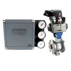 วาล์วบอลสแตนเลส 316 ของจีน ยี่ห้อ China Pneumatic พร้อมตัวควบคุมตำแหน่งวาล์วแบบไฟฟ้า-ลม Emerson Fisher รุ่น 3582G/3582I - Product Image 1