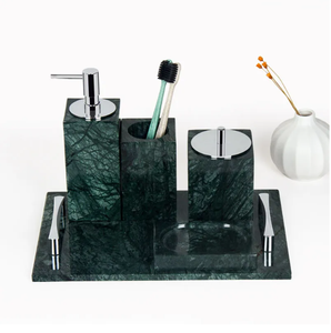 High Quality Luxury Eco-Friendly & Durable Green Marble <b>Bathroom</b> <b>Accessories</b> <b>Set</b> for Home and Restaurant - Product Image 2