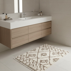 Alfombra de Baño de Pelo Bucle 1600 GSM Hecha a Mano Antideslizante con Patrón Geométrico Tejido, Microfibra Reversible, Apta para Mascotas y Hoteles - Product Image 3