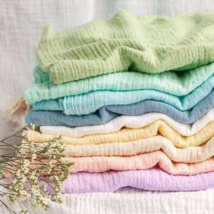 Tissu en mousseline de coton pur, qualité export, ultra doux, respirant, tissage uni, pour vêtements de bébé, langes, écharpes, textiles de maison - Product Image 1