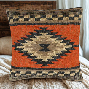 Coussin carré artisanal en laine et jute, motif abstrait doux, taille et couleur personnalisables, pour chaise et dossier de chaise d'hôtel - Product Image 4