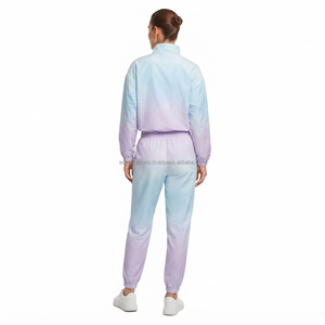 Ensemble coupe-vent pour femme, survêtement en nylon, personnalisable, vente en gros, OEM, ODM, vêtements de sport, veste et pantalon, course à pied, entraînement, fitness, marque privée - Product Image 2