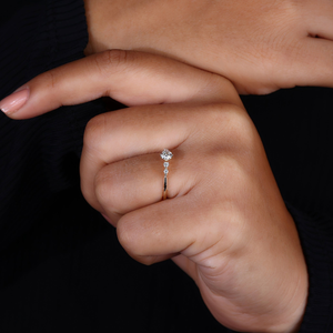 Minimalist Round Moissanite Diamond <b>Stacking</b> <b>Ring</b> Dainty Gold Plated Promise <b>Ring</b> Thin Wedding Band Anniversary - Product Image 6