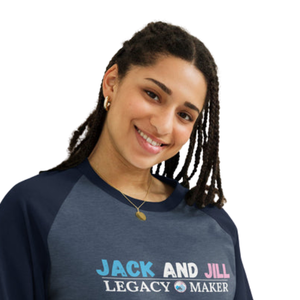T-shirt de baseball unisexe Legacy Maker à manches 3/4 raglan en denim chiné/bleu marine, avec manches contrastantes, décontracté, en mélange de coton, style athlétique - Product Image 5