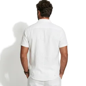 Camisa Casual Blanca de Manga Corta para Hombre, con Botones, Cuello Clásico, Tela Transpirable, para Verano - Product Image 2