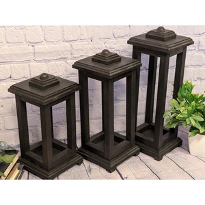 Juego de Faroles Rectangulares de Madera con Portavelas para Decoración del Hogar, Acabado Duradero - Product Image 6
