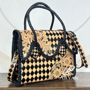 Bolsos de Mano de Cuero a Cuadros Hechos a Mano, Elegantes y Nuevos para Mujer, Bolsos de Hombro de Lujo con Correa Ajustable para Viajes y Regalos - Product Image 1