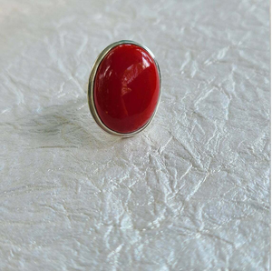 Red Coral <b>Ring</b> Natural Moonga Stone <b>Statement</b> jewelry Unisex <b>Ring</b> - Product Image 3