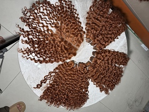 Extensions de cheveux naturels à clipser ANH HAIR, 16 pouces, bouclées, couleur auburn, cheveux Remy vietnamiens, double trame, pointes pleines - Product Image 4