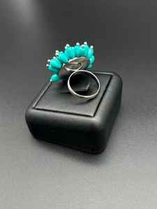 Anillo Ajustable de Plata de Ley con Turquesa Natural, Certificado IGI, Joyería Artesanal con Piedras Preciosas, Anillo de Diseño para Festivales - Product Image 4