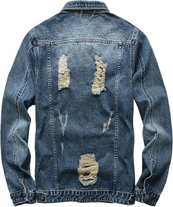 Chaqueta Vaquera para Hombre, Color Sólido, Cuello Camisero, Estilo Casual, Cierre de Botones, Dobladillo Deshilachado, para Otoño, Corte Regular - Product Image 3