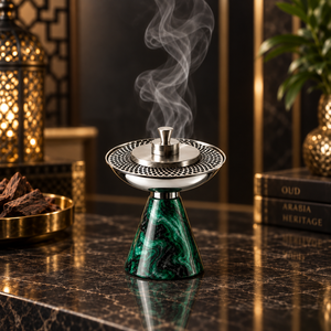 Luxury Marble Design <b>Bakhoor</b> <b>Burner</b> with Stainless Steel Top Aromatic Summer Use Long-lasting - Product Image 1