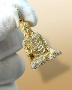 Colgante de Plata de Ley 925 con Moissanita VVS, Estilo Hip Hop, con Diseño de Buda Religioso y Aprobado por el Probador de Diamantes - Product Image 3