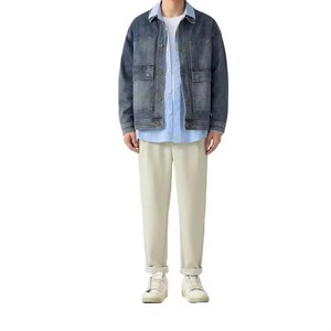 Chaqueta Vaquera Azul para Hombre, Nuevo Diseño, 100% Algodón, Transpirable, de Secado Rápido, Estilo Cowboy, Talla Grande, con Bolsillos y Botones, de Marca, para Otoño e Invierno - Product Image 3