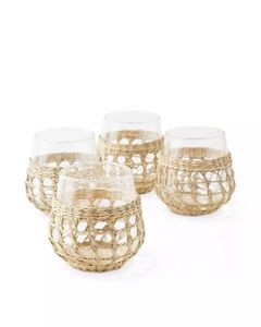 Eco Style Water Hyacinth Glass Holder For Tumbler <b>Storage</b> Table Decoration And Rustic Interior Appeal - Product Image 1