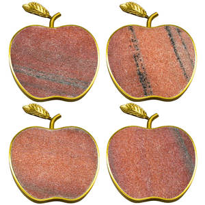 Juego de posavasos decorativos con forma de manzana de mármol rojo de diseño, para bebidas, para hoteles, cafeterías, restaurantes y eventos especiales, de la India. - Product Image 6