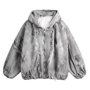 Sudadera con capucha extragrande de algodón French Terry de 420 GSM, gruesa y pesada, con cremallera, estilo vintage lavado ácido, para hombre, moda urbana, tipo jersey. - Product Image 4