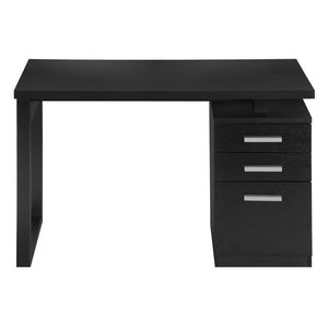 Modern 48\"L Home Office <b>Computer</b> <b>Desk</b> with Storage Drawers Contemporary <b>Black</b> Laminate for Laptop Work in Left-Right Set up - Product Image 5