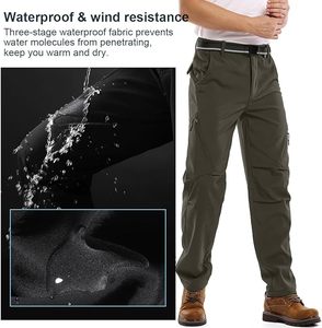 Pantalones Cargo Color Oliva para Hombre con Bolsillos con Cierre, Cintura con Cinturón, Tejido Transpirable de Poliéster para Actividades al Aire Libre - Product Image 5