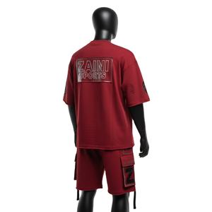 Ensemble T-shirt et short pour homme en coton premium, taille plus, été, tissu éponge 240 GSM, séchage rapide, respirant, couleur et logo personnalisables - Product Image 5