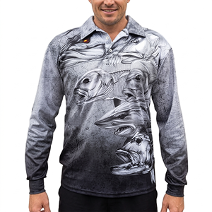 Polo de pêche à manches longues personnalisé par sublimation pour hommes, protection UV, respirant, séchage rapide, vêtements de performance, jersey COCOON - Product Image 1