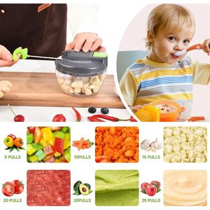 Portable Manual Food Processor with Pull String Hand <b>Vegetable</b> <b>Chopper</b> for Garlic Onion Ginger Fruits Nuts Veggies - Product Image 3