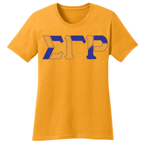 เสื้อยืดลายกรีก Sigma Gamma Rho สีเหลืองสำหรับผู้หญิง เสื้อยืดลำลองลายกรีกแขนสั้น เสื้อยืดลายกราฟิกแบบกำหนดเอง - Product Image 1