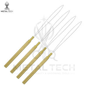 Golden Textured Grip Hair Extension Loop <b>Needle</b> Micro Ring Wire Pulling Hook <b>Threader</b> Tool Professional Salon Equipment - Product Image 4