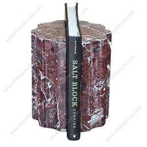 Porte-livres en marbre zèbre rouge, pierre naturelle de haute qualité, design gravé, certifié ISO9001, décoration pour la maison et le bureau, emballage personnalisable - Product Image 4
