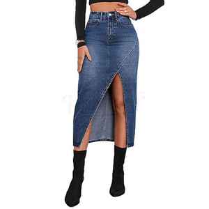Women's High Waist Vintage Denim Skirt Loose Straight Summer Mini Design Casual Washed Woven for Autumn Season - Product Image 1