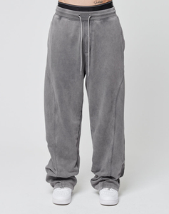 Pantalones Deportivos Holgados para Hombre, Lavado Ácido, Logotipo Personalizado, 100% Algodón con Forro Polar, Pierna Ancha, Gruesos - Product Image 1