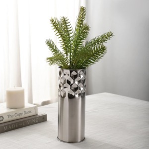 Jarrón minimalista de acero con forma cilíndrica, soporte decorativo para flores para diseño de interiores del hogar. - Product Image 6