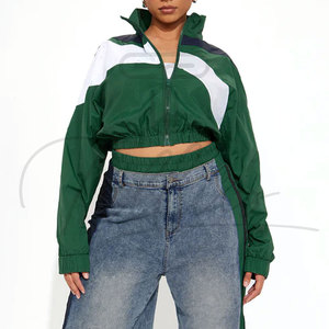 <b>Women</b> Running Crop Windbreaker Zip-up <b>Jacket</b> Custom Print Logo Polyester Cropped Coats Best Selling <b>Women</b> Cropped Windbreaker - Product Image 2