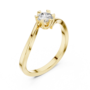 Bague de fiançailles solitaire en or massif 14K 18K avec diamant de laboratoire taille ronde 0.35CT DEF VVS, bijoux fins pour femme, cadeau ODM - Product Image 3