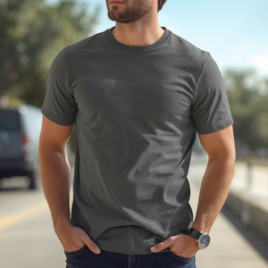 เสื้อยืดผู้ชายผ้าฝ้ายแบบเรียบง่าย สวมใส่สบายในชีวิตประจำวัน พร้อมบริการรับผลิตแบบ OEM ODM - Product Image 1