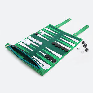 Juego de Backgammon de Viaje Enrollable de Cuero, Juego de Mesa Portátil de PVC y Cuero para Viajes y Actividades al Aire Libre - Product Image 2