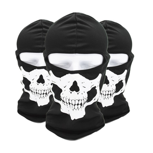 Pasamontañas con Estampado de Calavera Negra, Máscara Facial Completa con un Orificio, Capucha para Actividades al Aire Libre, Unisex para Adultos, Impresión por Transferencia de Calor - Product Image 1
