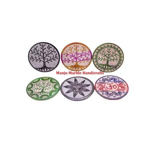 Soporte para quemador de incienso de esteatita de vida de árbol antiguo hecho a mano piedra multicolor tallada soporte de incienso de madera religiosa lavanda - Product Image 5