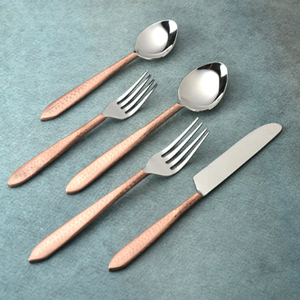 Vintage Metal Flatware Set With Gold Toned Handles High Mirror Polish stainless steel flatware set with gold plated - Product Image 4
