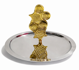 Modern Contemporary Round Stainless Steel Serving Tray Eco-Friendly Party Display Dish for Home Decor - Product Image 4