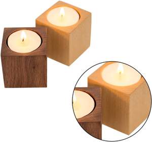 Portavelas cuadrados pequeños de madera al por mayor, ideales para propuestas de matrimonio y regalos de inauguración de casas. - Product Image 2